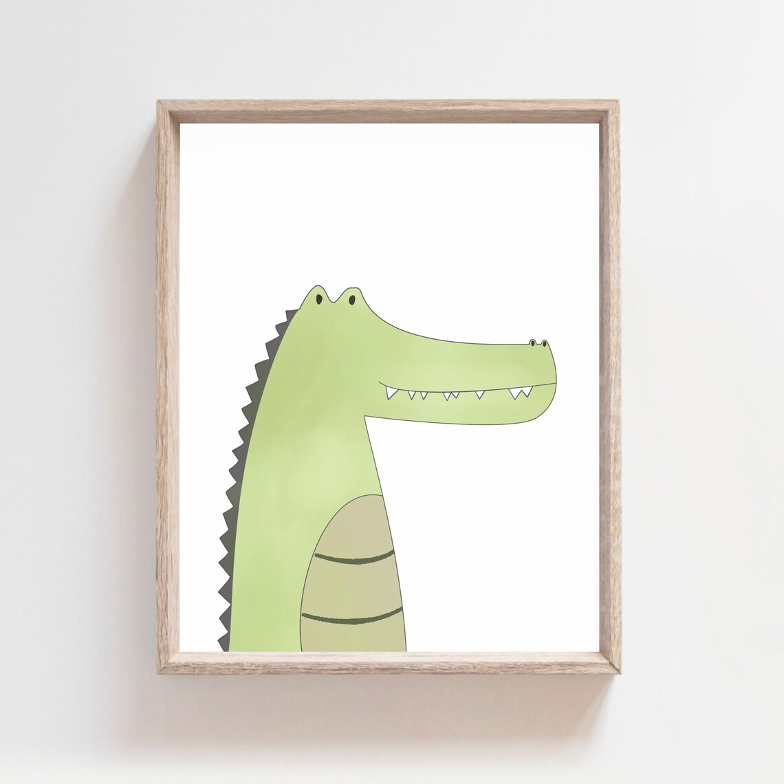 Cheerful Green Alligator Cartoon Safari Nursery Decor Poster