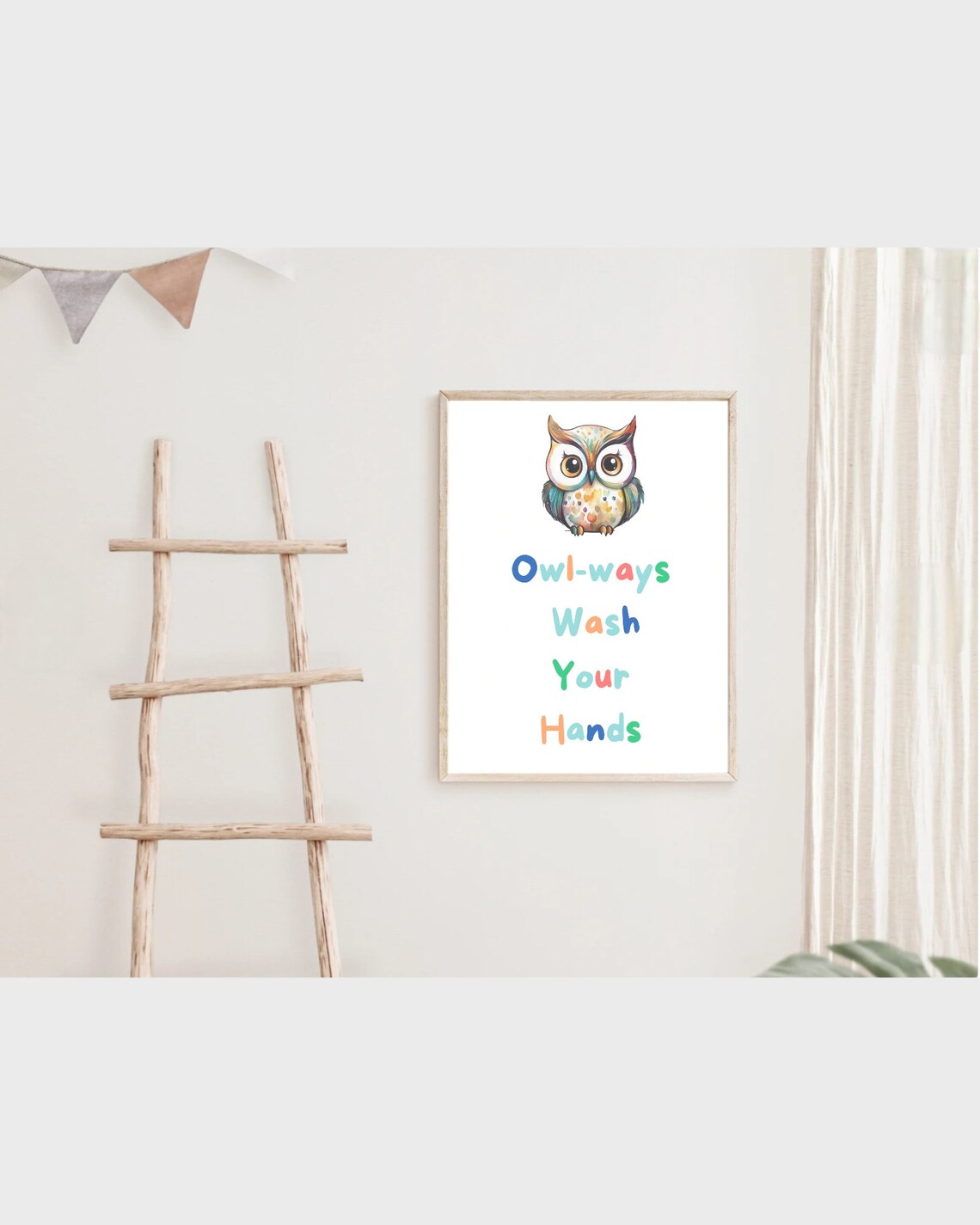 Funny Owl Ways Wash Your Hands Kids Bathroom Colorful Poster - Image 3