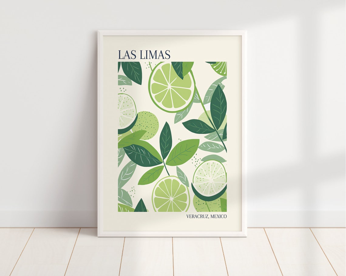 Lime Citrus Print Boho Kitchen Wall Art Lime Decor Colorful Wall Art Botanical Wall Art Kitchen Decor - Image 4