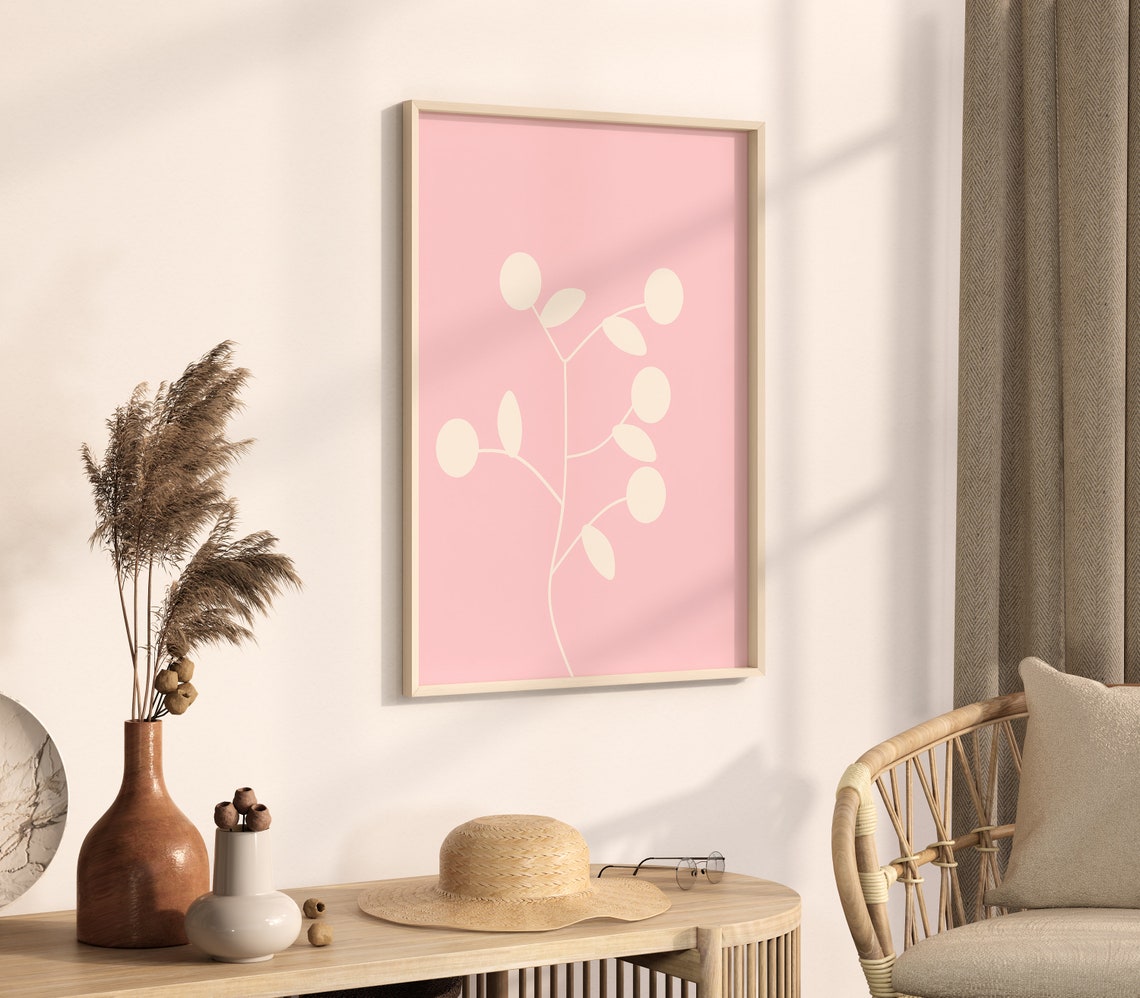 Dusty Rose Boho Abstract Branch Botanical Minimalist Line Art Poster - Image 3