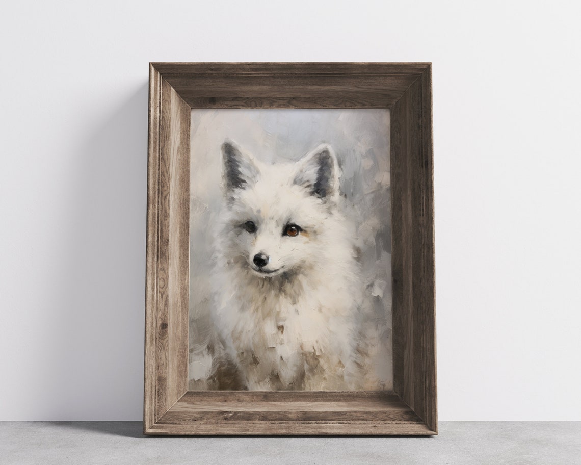 Arctic Fox Vintage Winter Print Farmhouse Wall Decor Winter Wall Art Snowy Vintage Decor Wall Art - Image 3