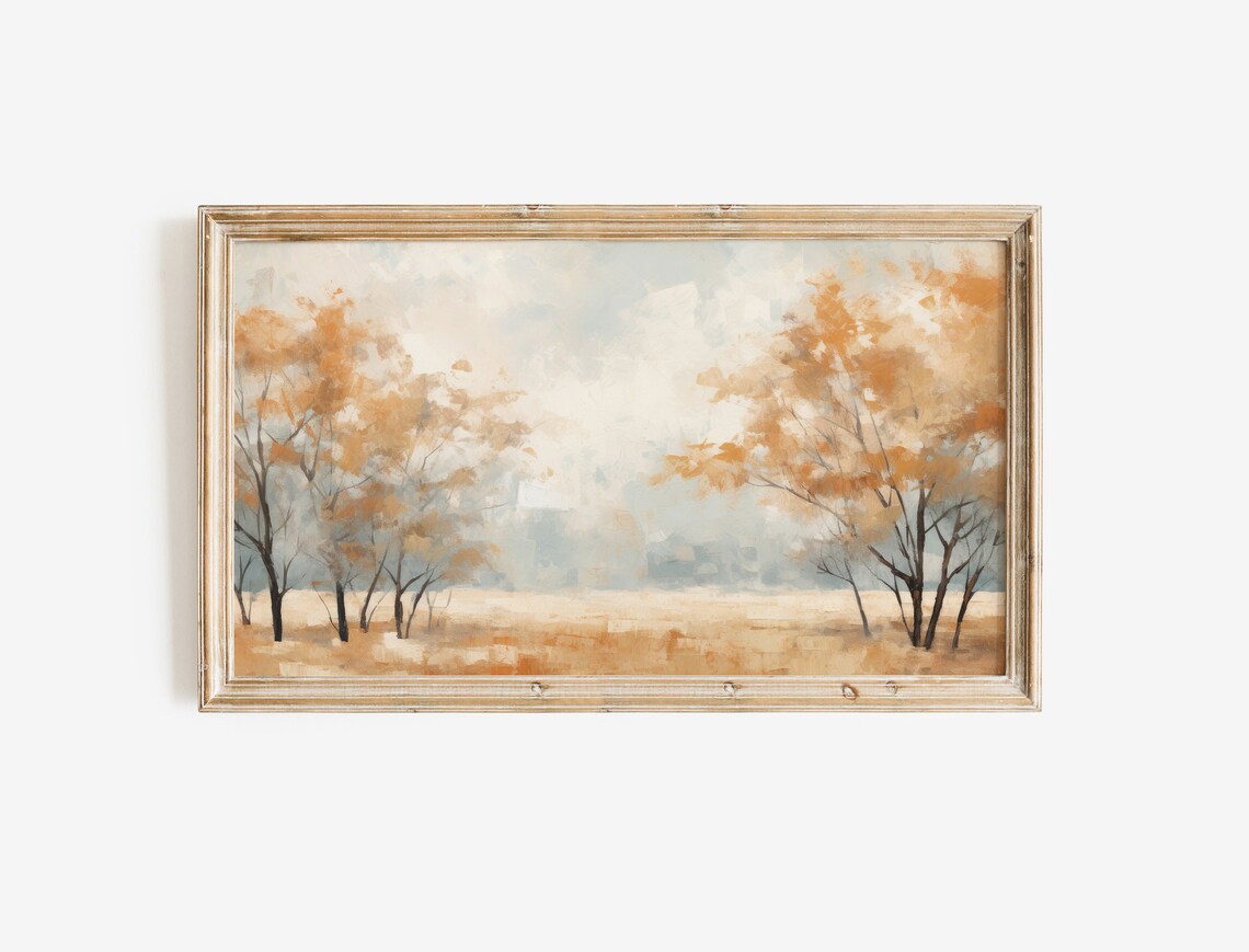 Dreamy Haze of Golden Autumn Trees Misty Abstract Woodland Poster