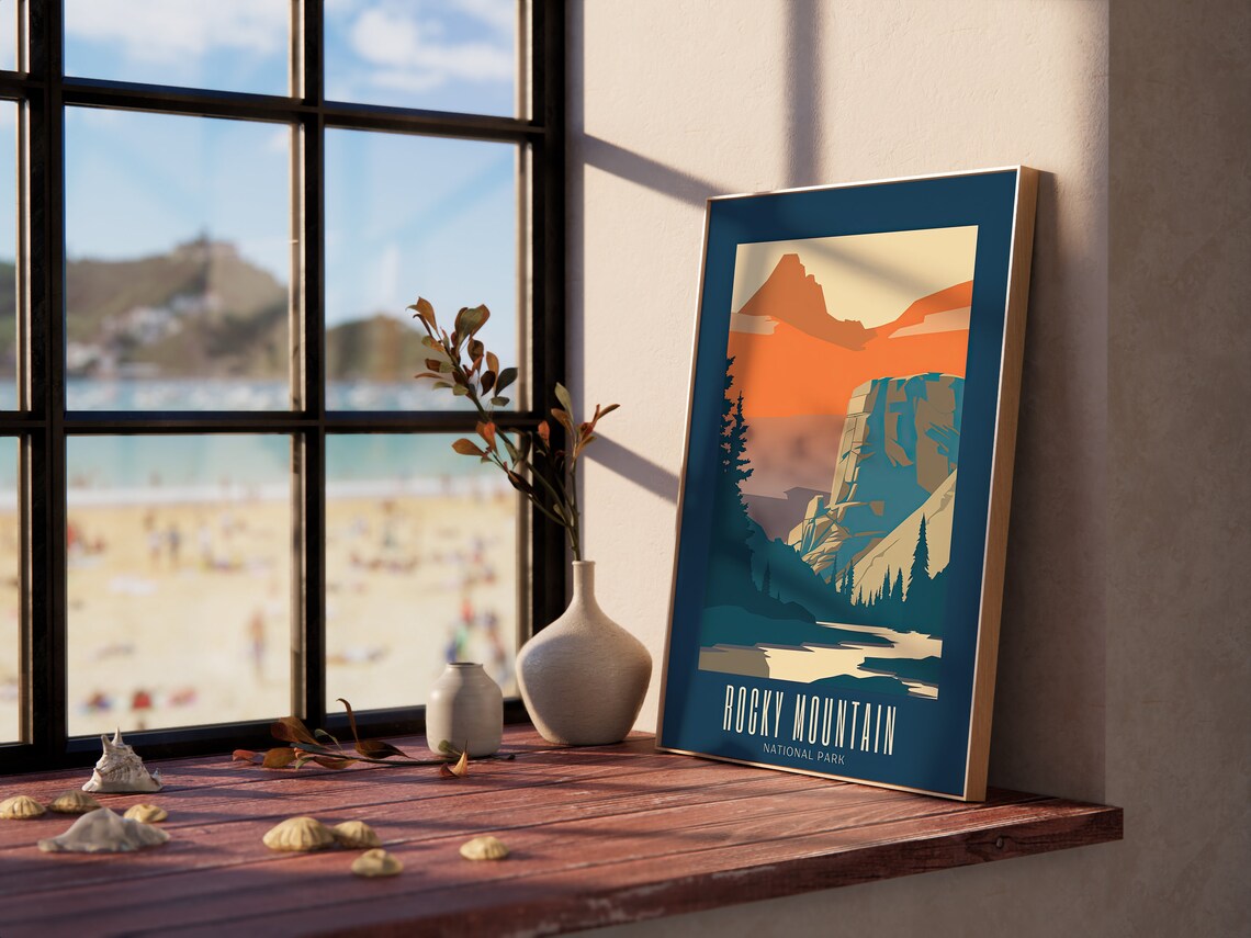 Rocky Mountain National Park Canyon Cliffs Retro Travel Poster - Image 3