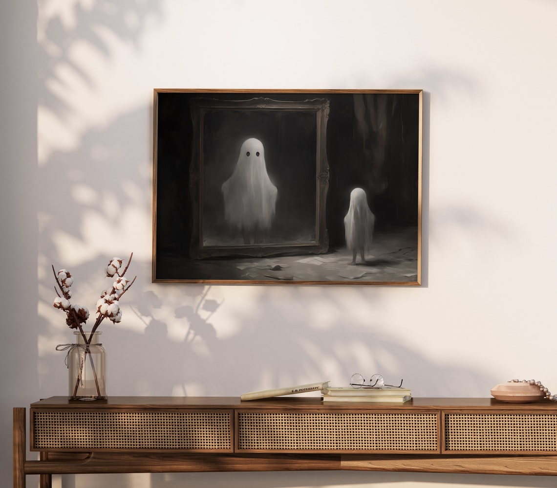 Ghost Seeing Its Reflection in Mirror Spooky Halloween Poster - Image 4