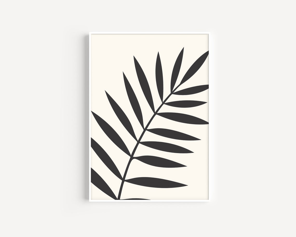 Bold Black Palm Frond Silhouette On Warm Cream Minimalist Poster - Image 2