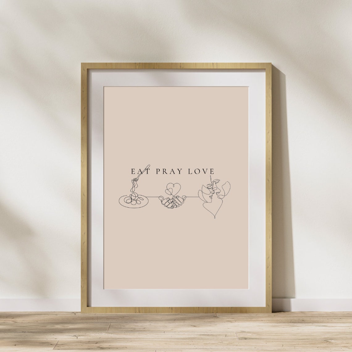 Eat Pray Love One Line Continuous Art Minimalist Quote Poster