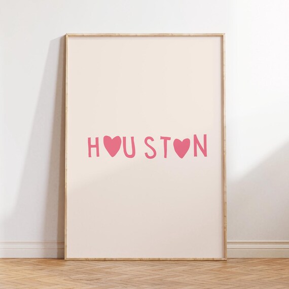 Cute Houston Print Houston Wall Art Houston Texas Art Minimalist Heart Poster Houston Decor Houston Tx Poster 1 Print