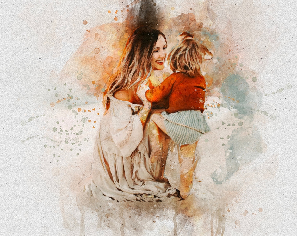 Custom Mother Daughter Family Portrait Art Print - Image 4