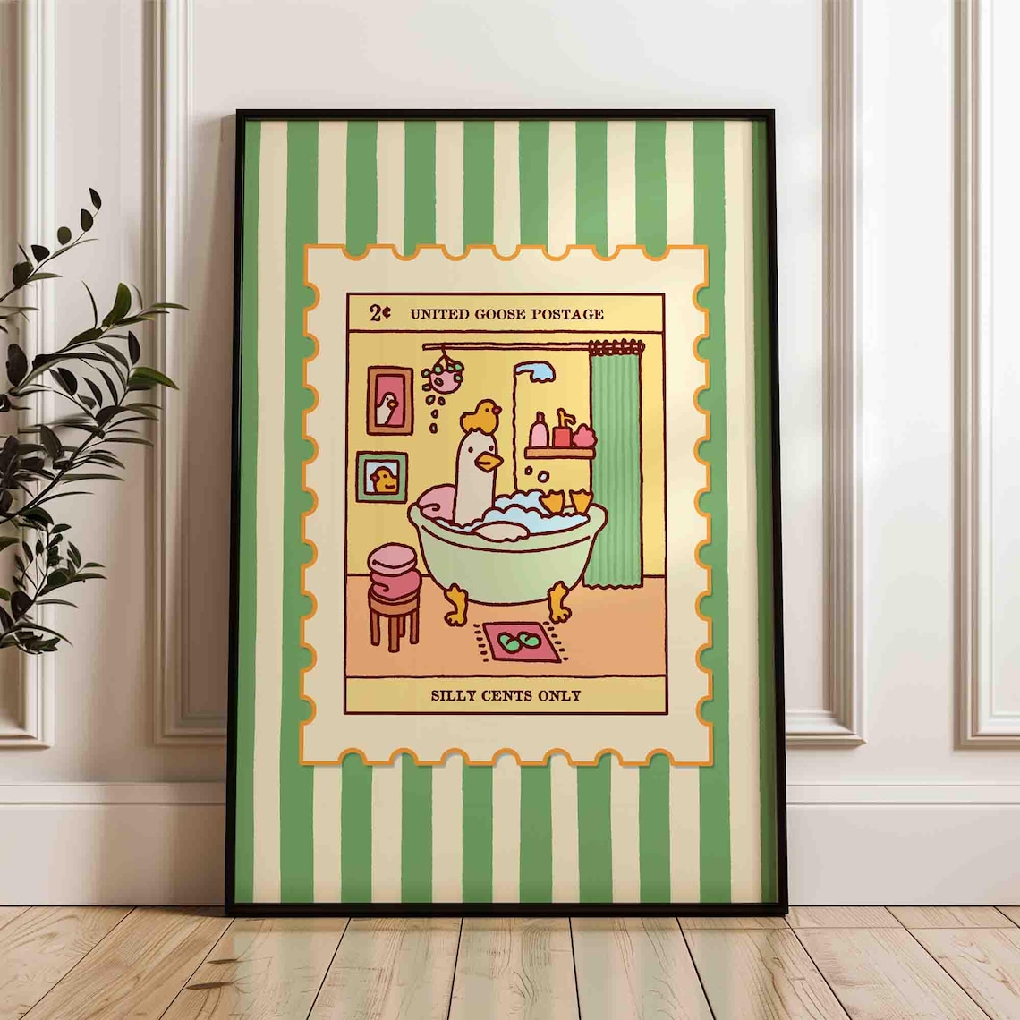 Duck In A Bath Cute Bathroom Art Print, Vintage