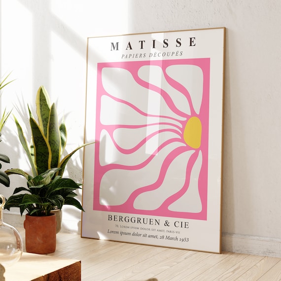 Matisse Papiers Decoupes Pink Flower Exhibition Style Abstract Art Poster