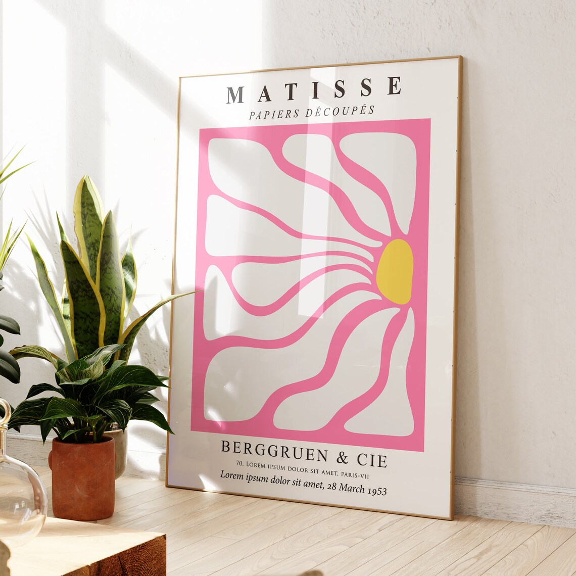 Matisse Papiers Decoupes Pink Flower Exhibition Style Abstract Art Poster
