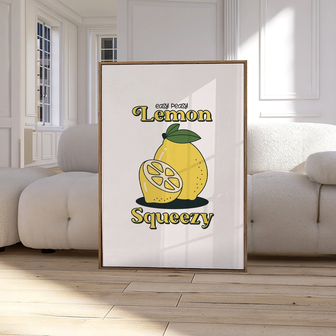 Easy Peasy Lemon Squeezy Cute Retro Fruit Kitchen Wall Poster