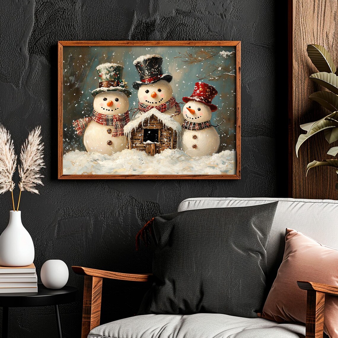 Rustic Snowman Family Christmas Wall Art Print - Image 6