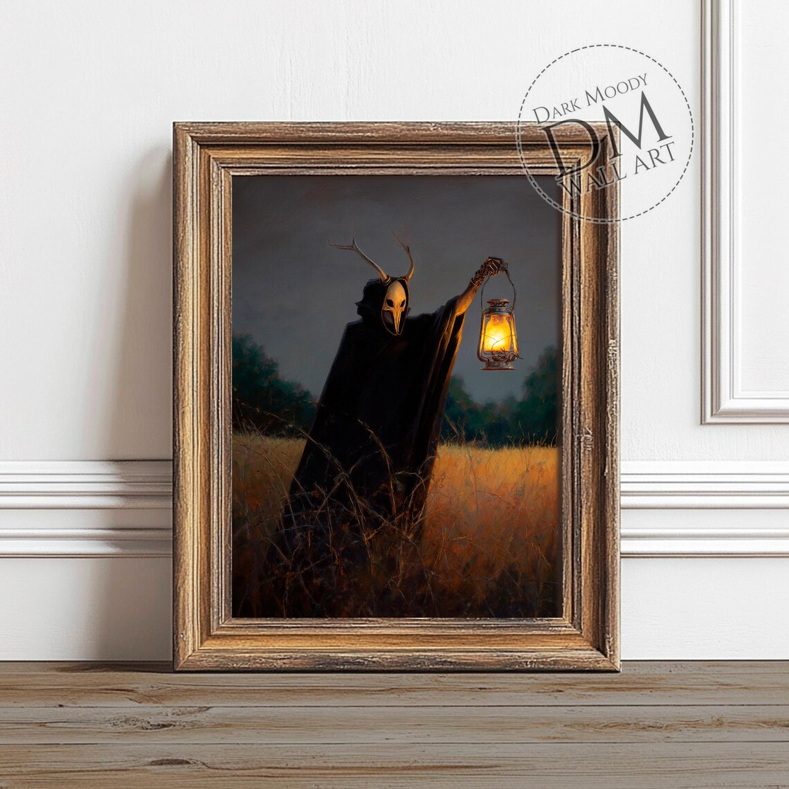 Masked Reaper Halloween Wall Art Print Gothic Dark Figure With Lantern