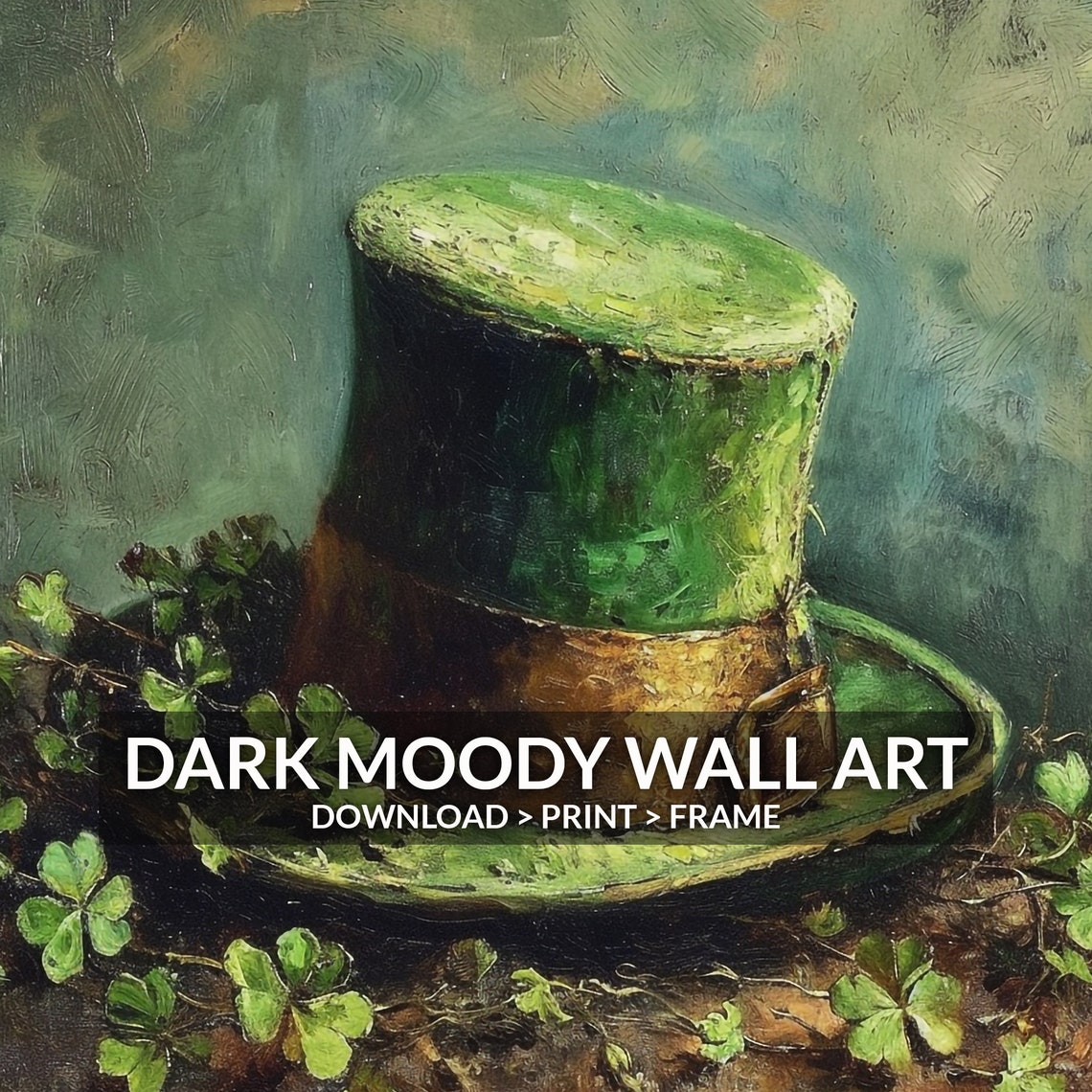 Green Top Hat Shamrocks St Patricks Day Vintage Style Wall Art - Image 6