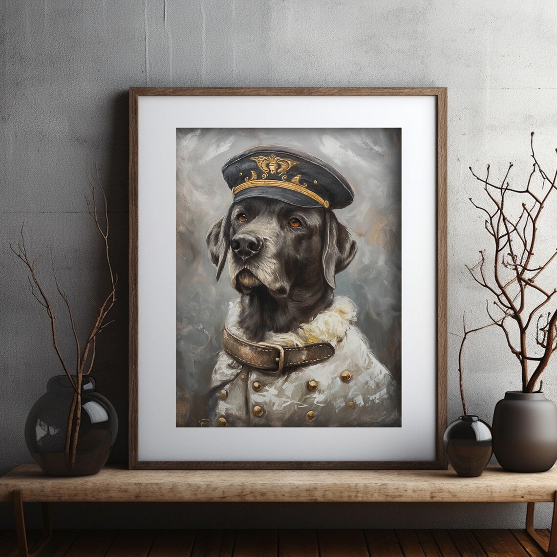 Captain Dog Portrait Sea Captain Uniform Nautical Painting Poster - Image 2