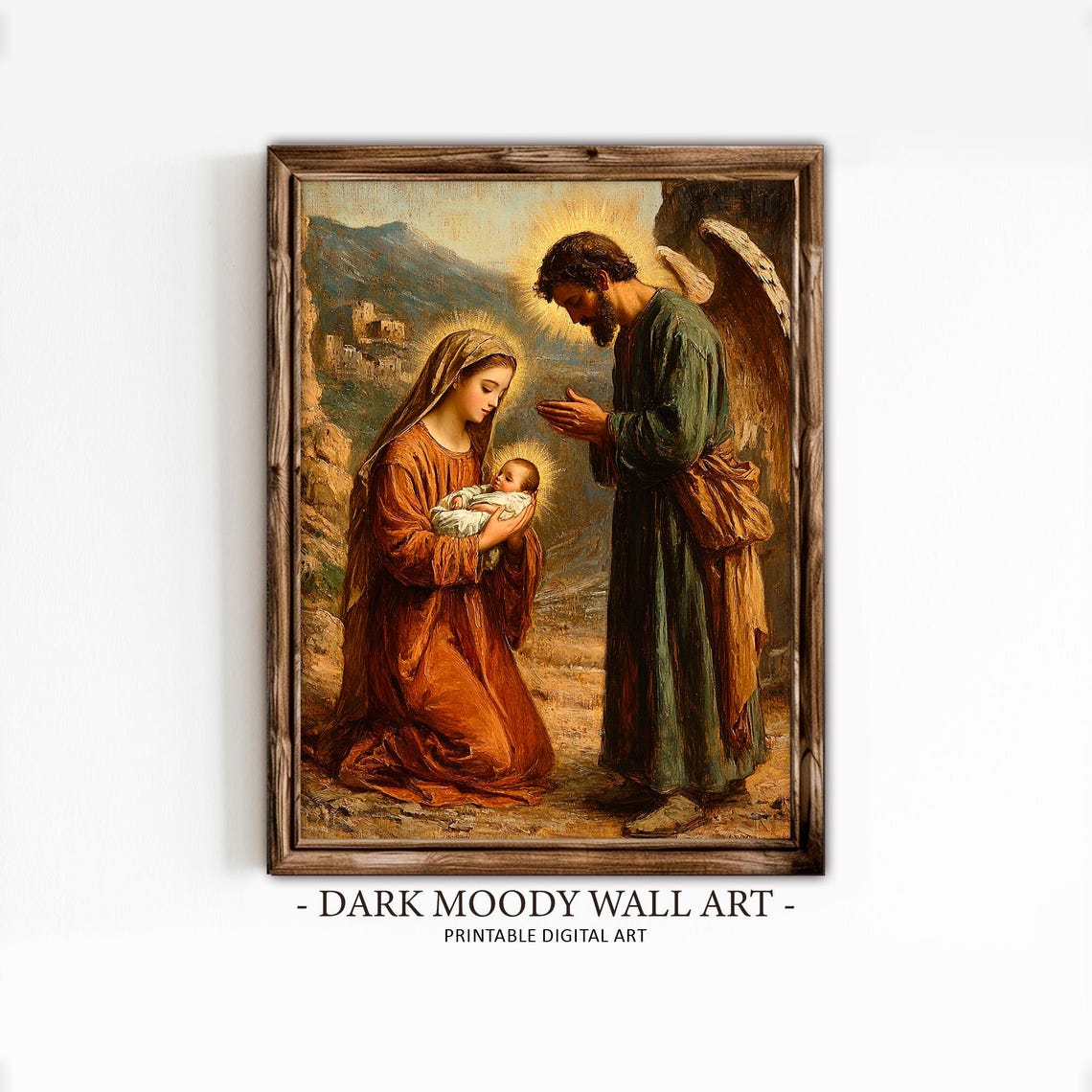 Nativity Scene Birth Of Baby Jesus Painting Vintage Christmas Wall Art Christian Wall Art Holy Family Print