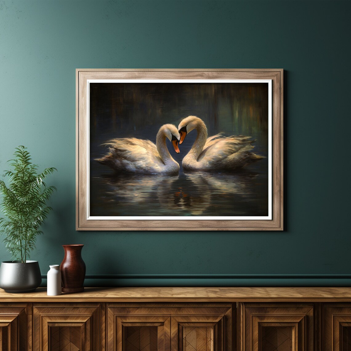 White Swan Painting, Dark Academia Bird Art - Image 6