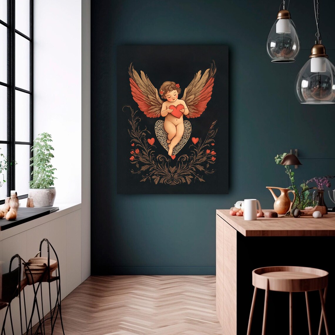 Cupid With Heart Romantic Wall Art Print - Image 4