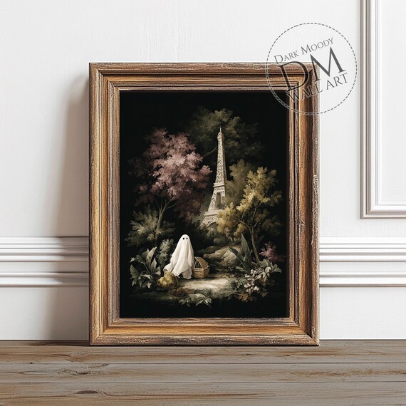 Paris Halloween Wall Art Gothic Eiffel Tower Scene