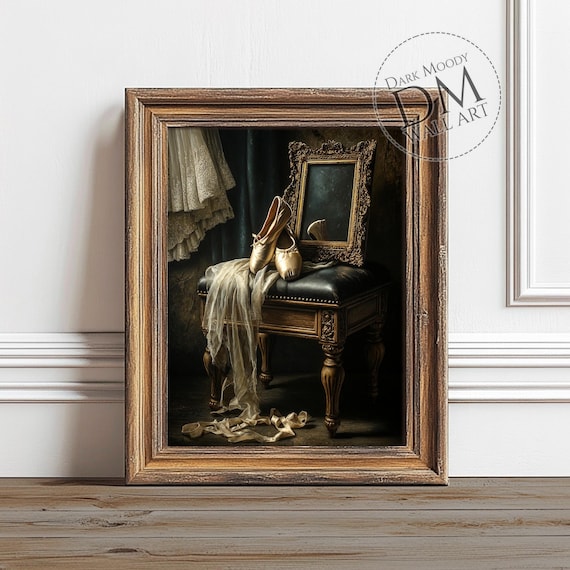 Ballet Shoes Wall Art Dark Academia Victorian Still Life
