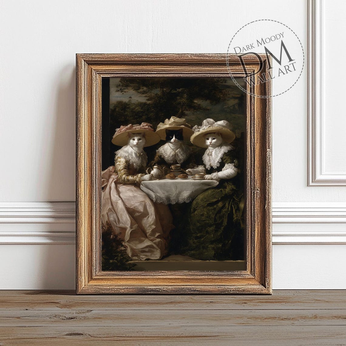 Elegant Victorian Cats Tea Party Vintage Whimsical Poster Art