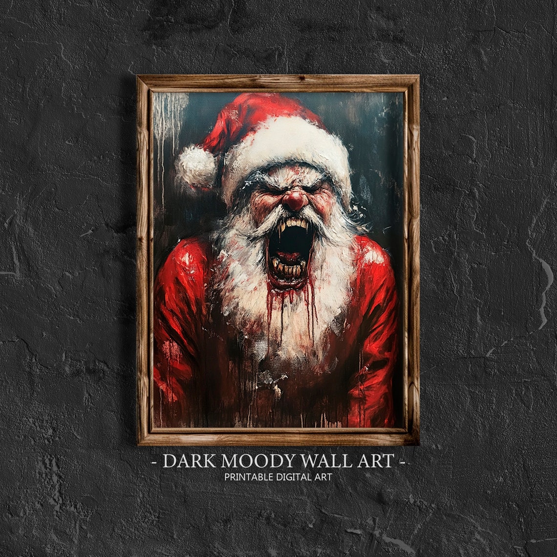 Scary Screaming Santa Horror Christmas Dark Gothic Art Poster