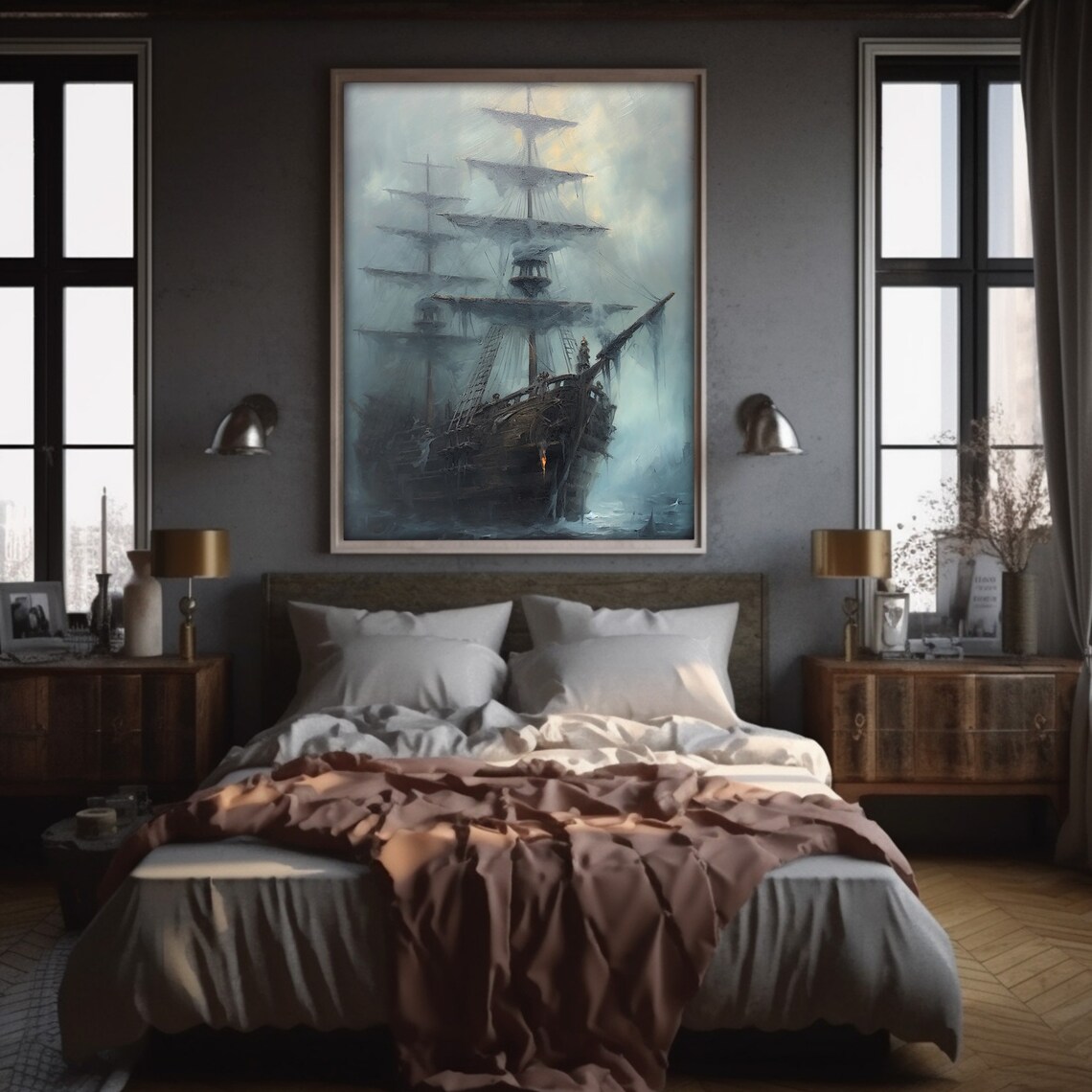 Ghost Pirate Sailing Ship Poster Print, Dark Academia - Image 2