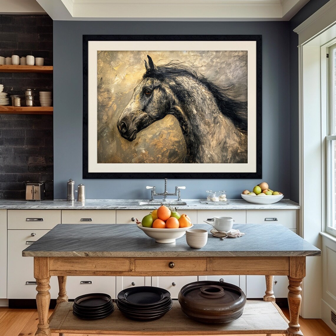 Horse Head Portrait Expressive Equestrian Oil Painting Art Poster - Image 4