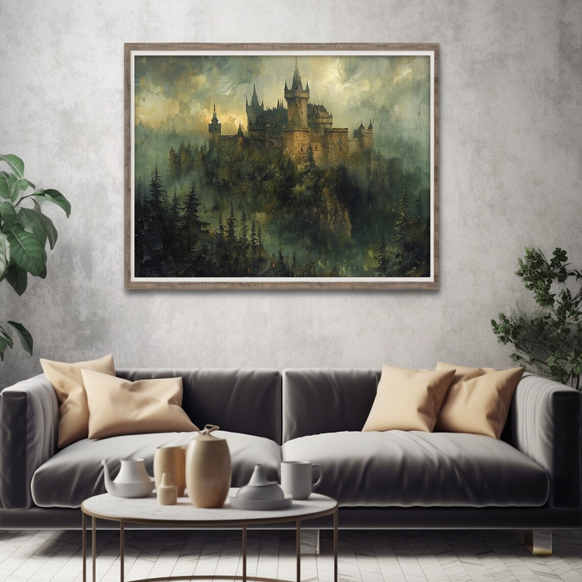 Gothic Castle Painting, Dark Moody Landscape Art Print - Image 4