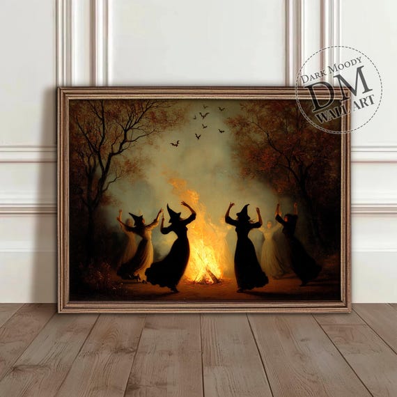 Witch Bonfire Dance Halloween Gothic Night Ritual Poster