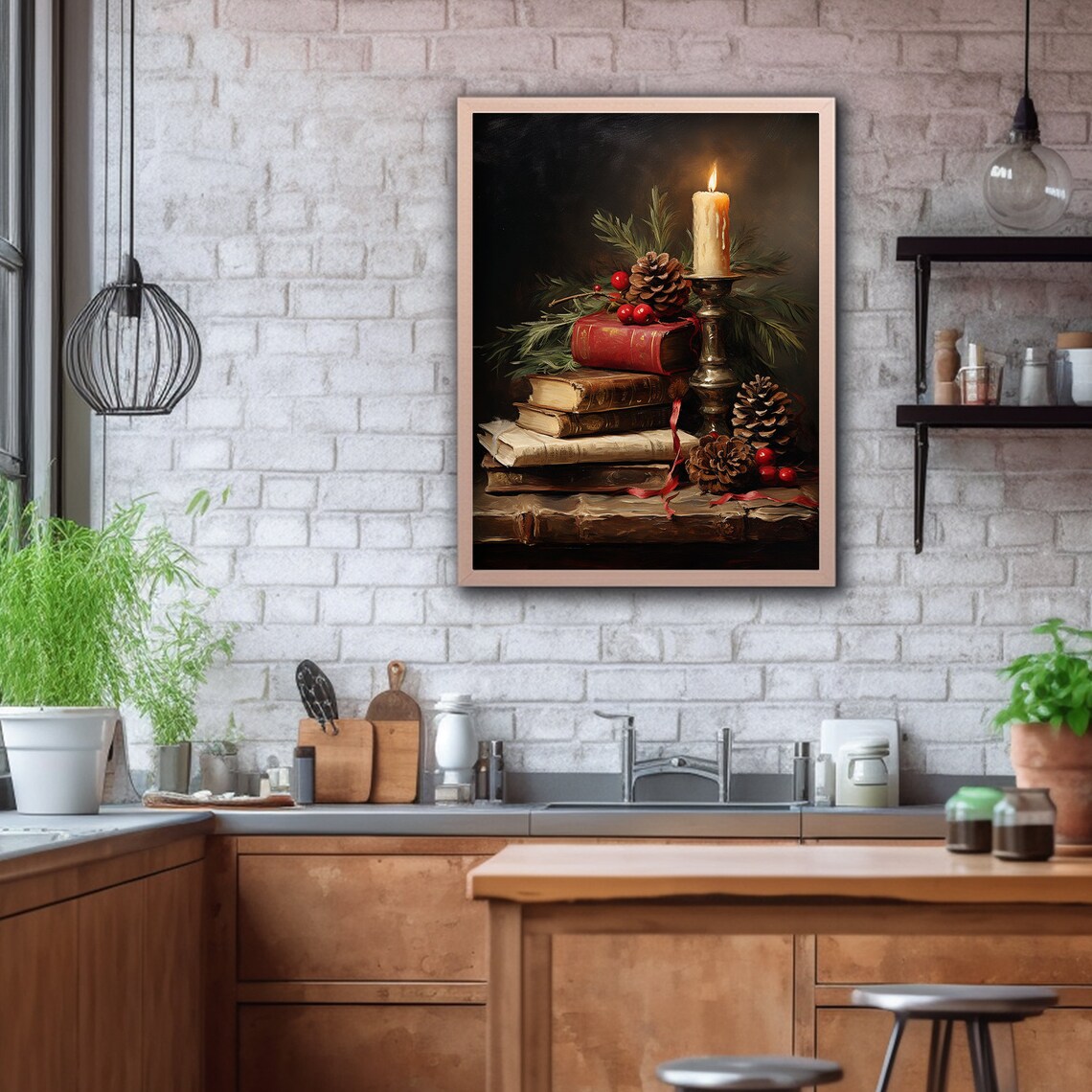 Rustic Christmas Wall Art, Vintage Holiday Art Print - Image 4