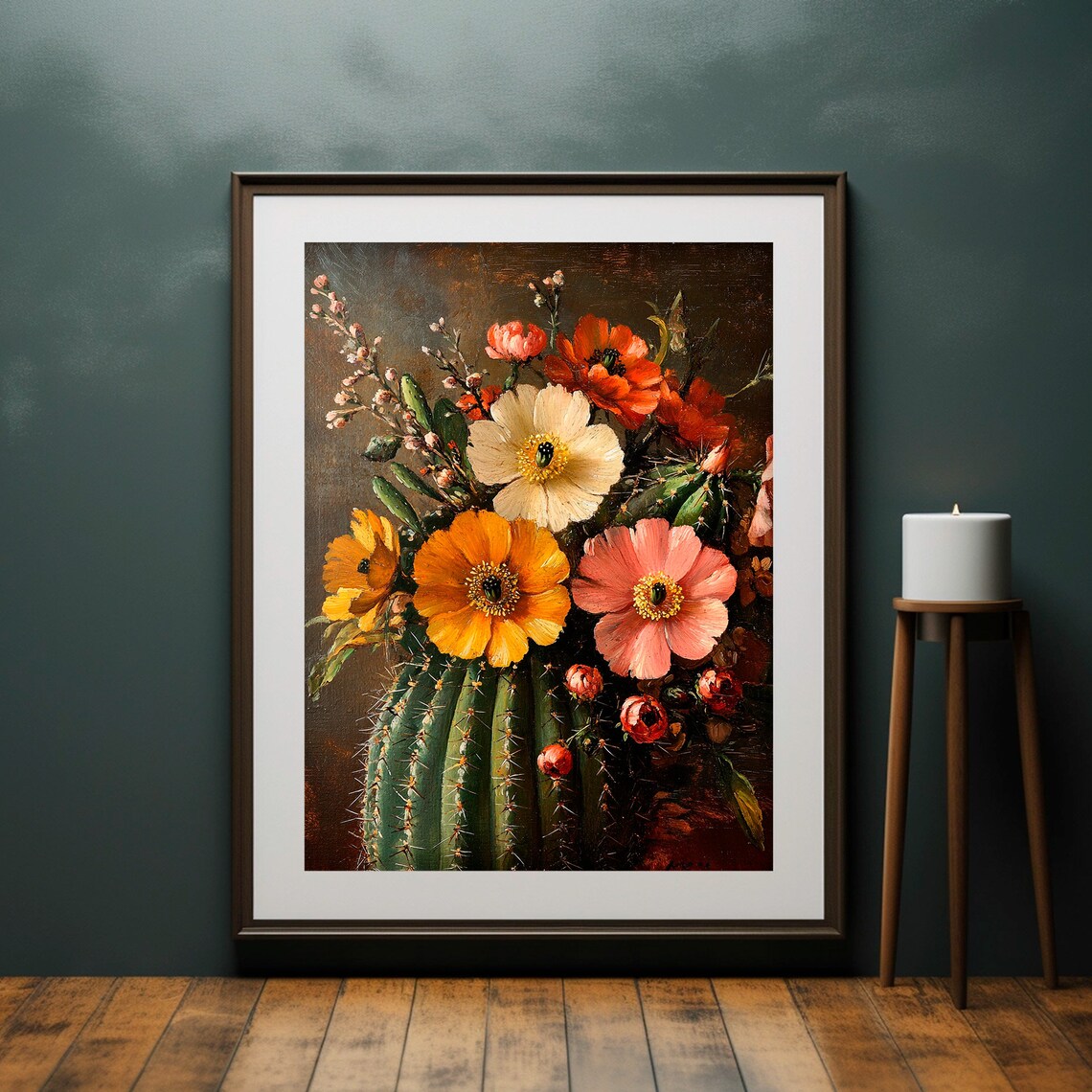 Vintage Cactus and Flowers Print, Dark Academia Decor - Image 4