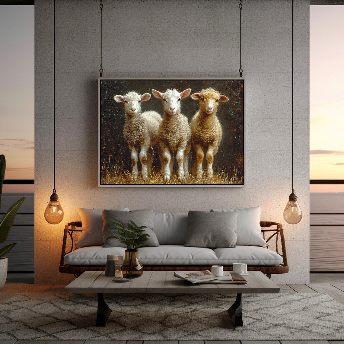 Sheep Painting, Moody Farmhouse Rustic Art Print - Image 4