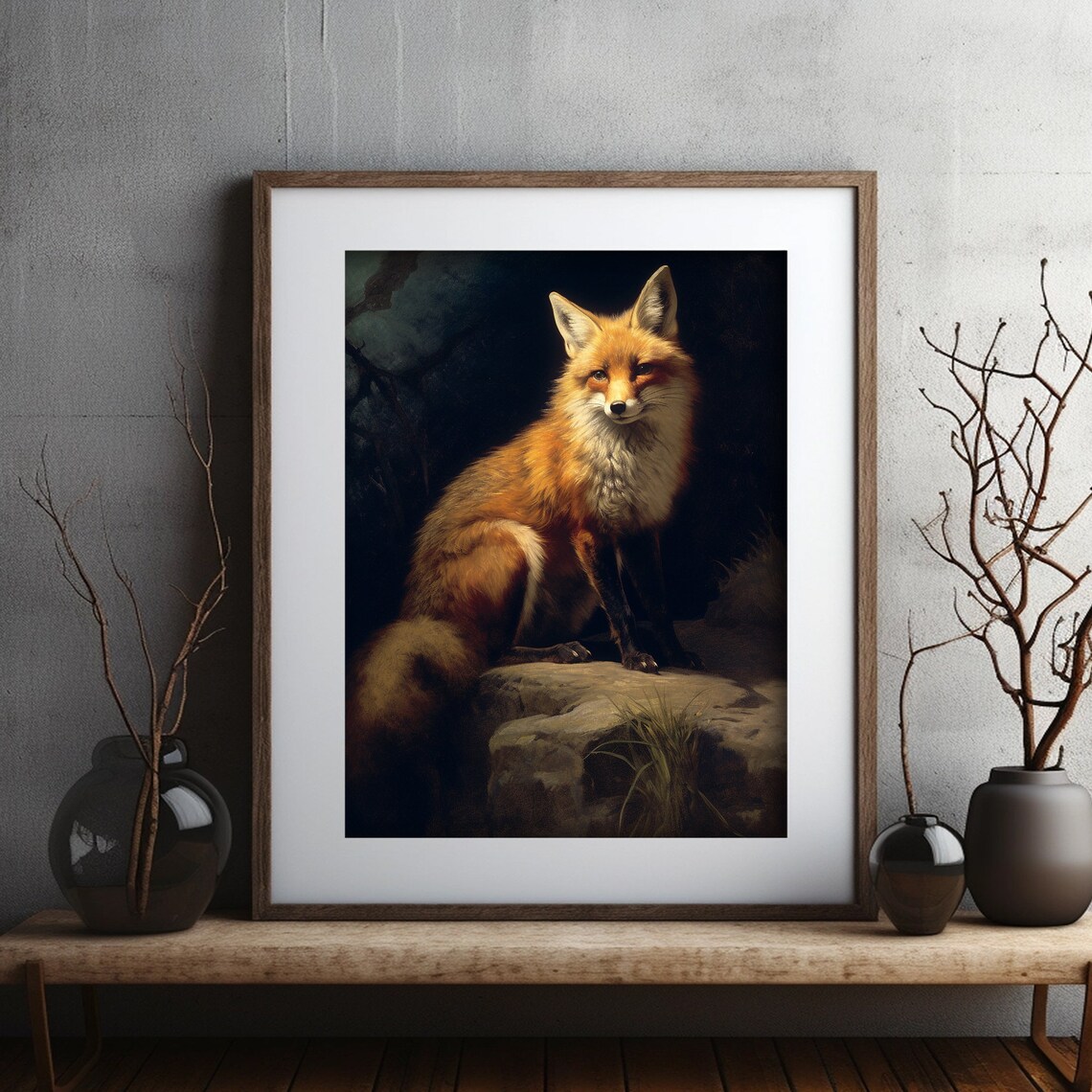 Fox Antique Oil Painting Wall Art Print - Image 2
