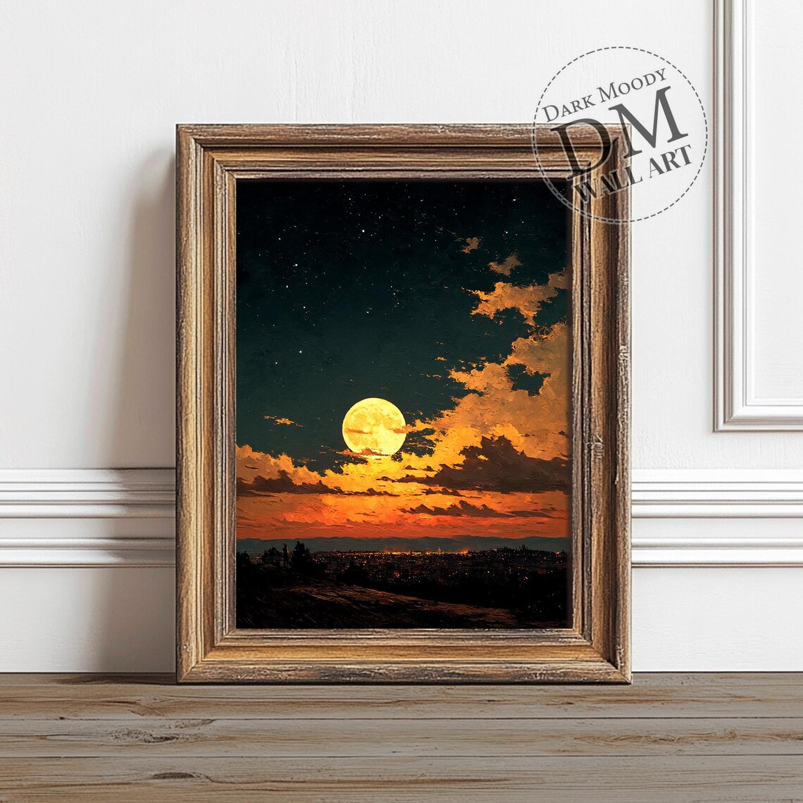 Haunted Moon City Gothic Night Skyline Art Print