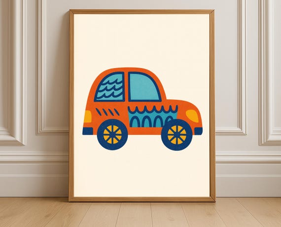 Car Nursery Wall Art Kids Room Playroom Decor Transportation Poster Vehicle Instant