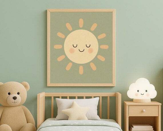 Happy Smiling Sunshine Bright Cheerful Sun Kids Room Nursery Poster