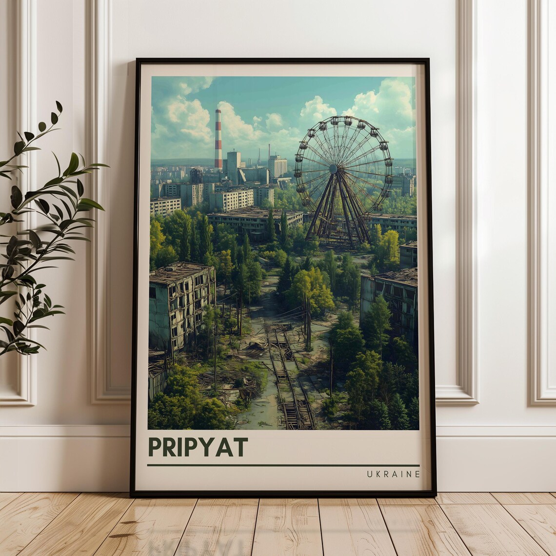 Pripyat Ferris Wheel Above the Abandoned City Ukraine Travel Poster