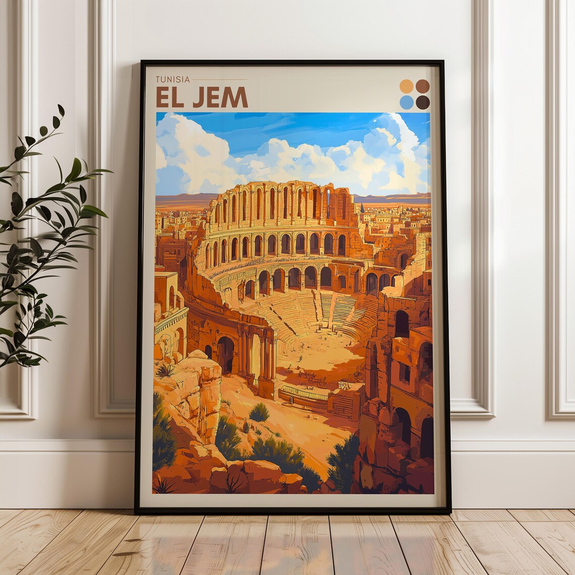 El Jem Tunisia Roman Amphitheatre Ancient Ruins Travel Poster