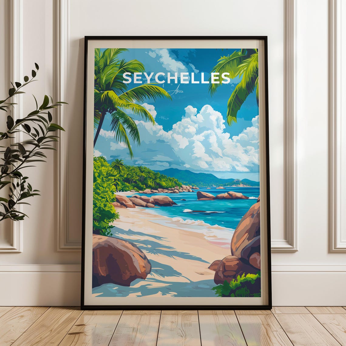 Seychelles Travel Poster, East Africa Illustration