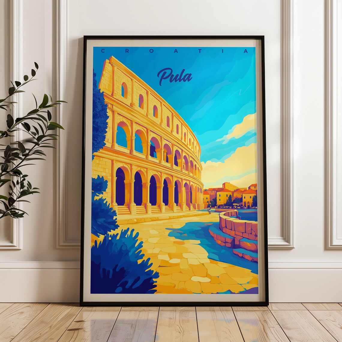 Pula Croatia Roman Amphitheatre Ancient Landmark Travel Poster