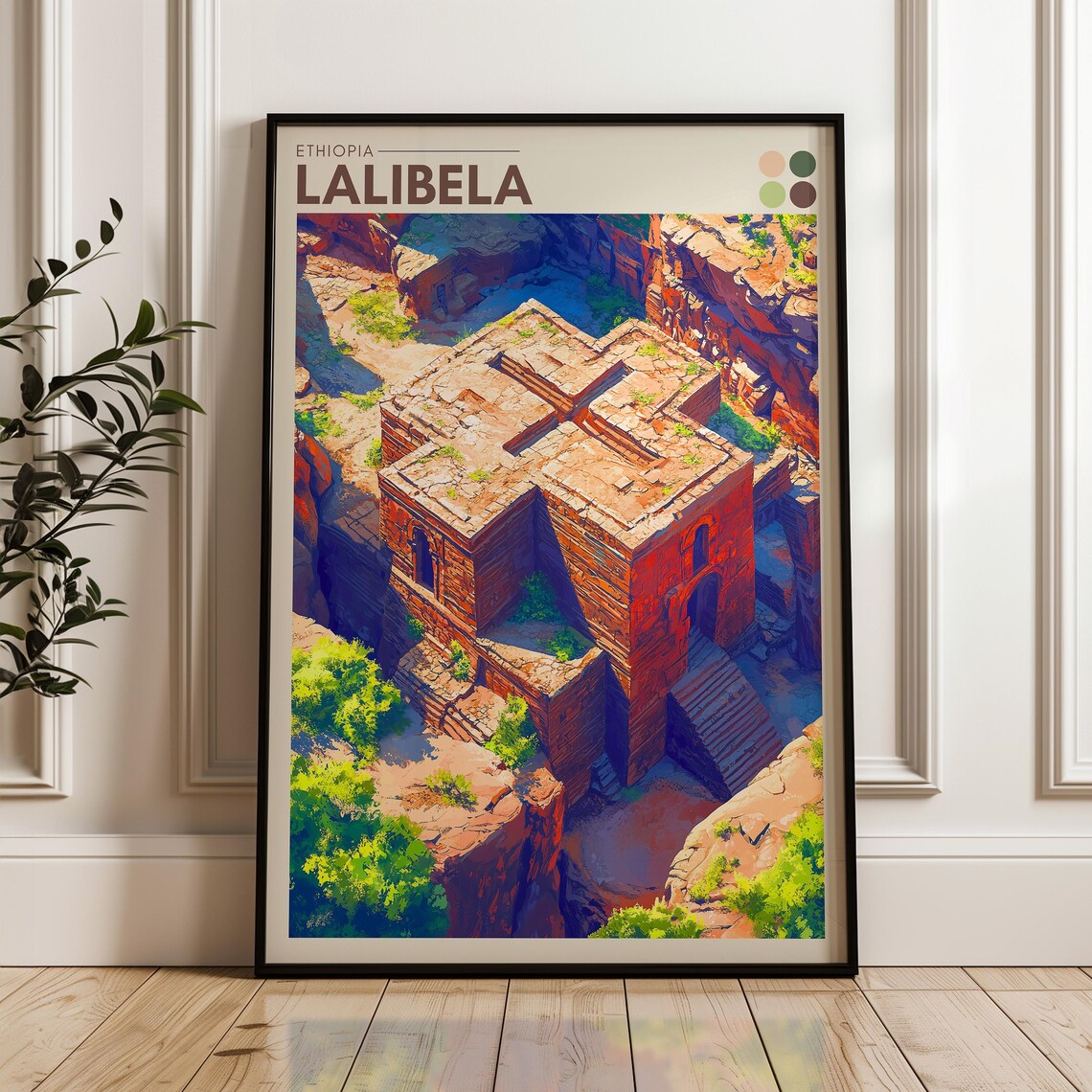 Lalibela Ethiopia Travel Poster, Stone Churches