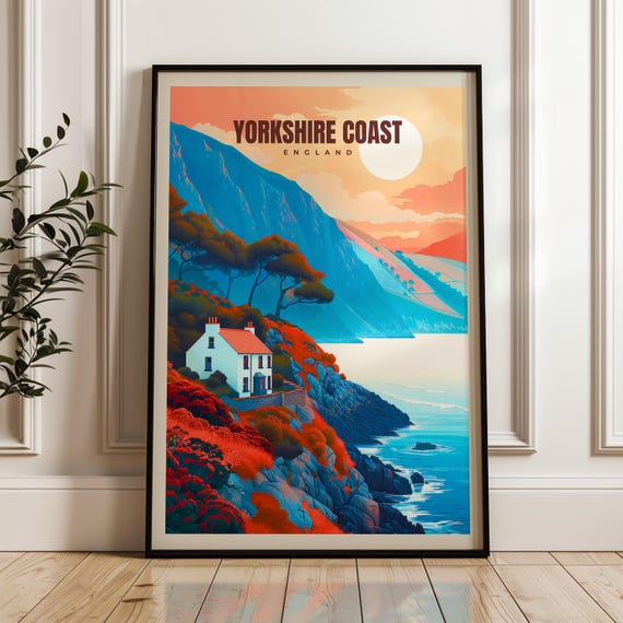 Yorkshire Coast Travel Poster, England Seaside Art Print