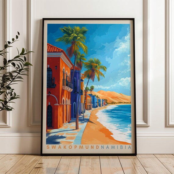 Swakopmund Travel Poster, Namibia Illustration Artwork