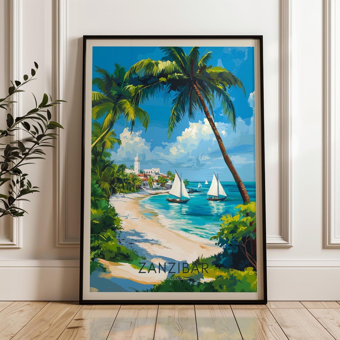 Zanzibar Island Travel Poster, Stone Town Illustration
