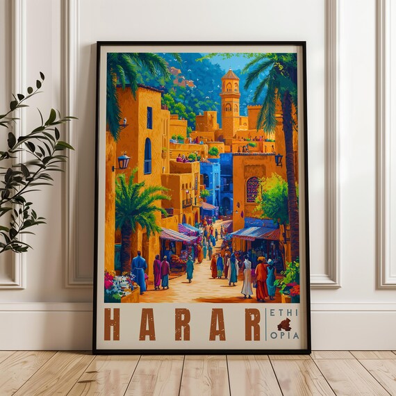 Harar Ethiopia Vintage Travel Poster, African Poster