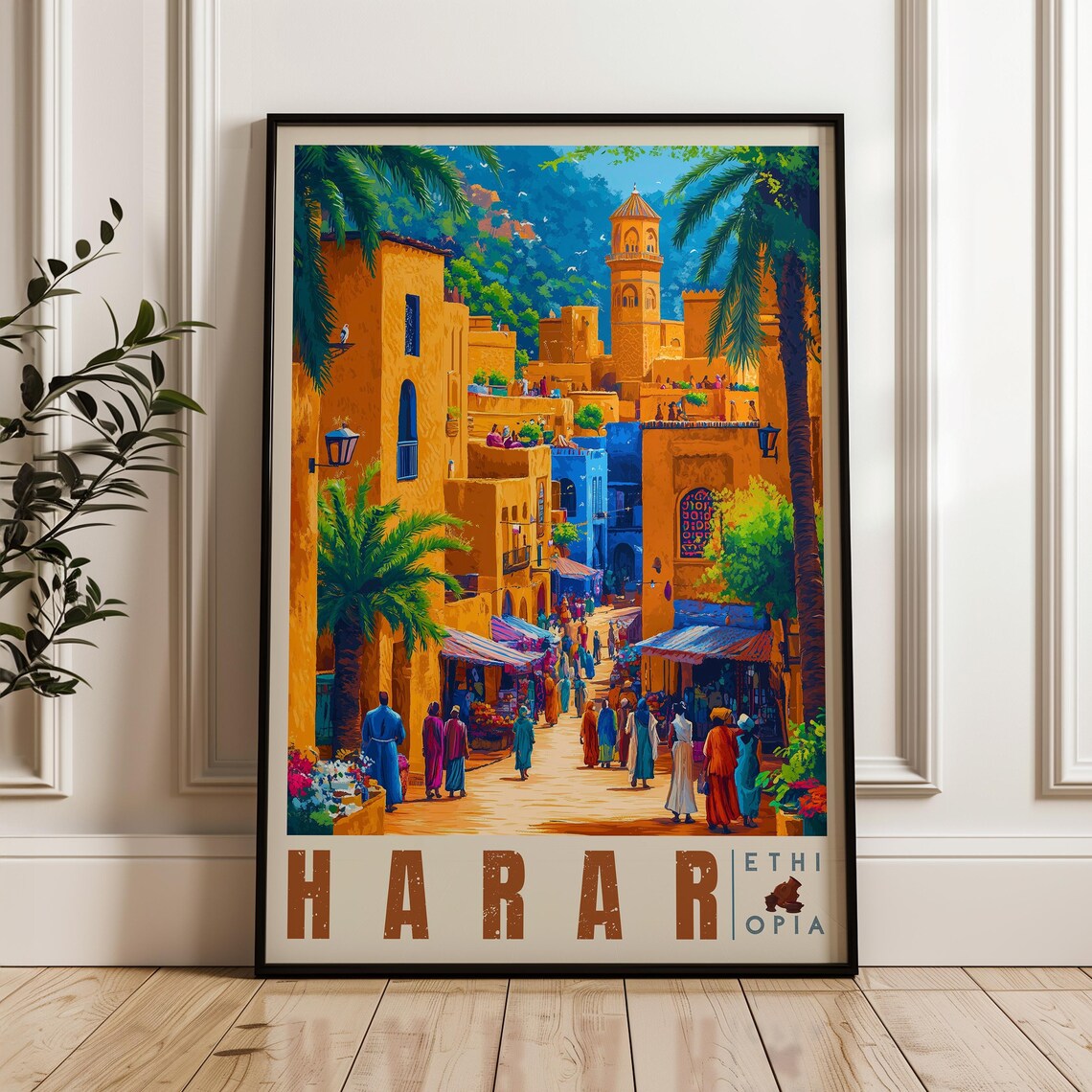 Harar Ethiopia Vintage Travel Poster, African Poster