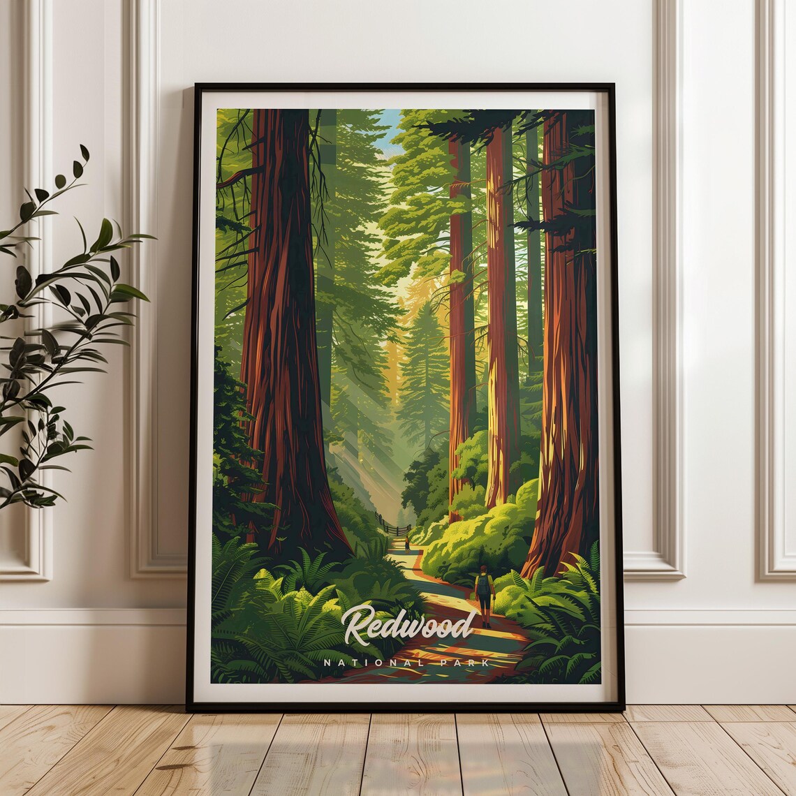 Redwood National Park Travel Poster, United States Landscape