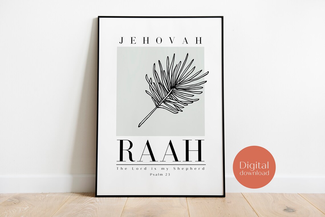 Jehovah Raah Psalm 23 Minimalist Bible Verse Art Print - Image 2